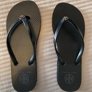 Tori Burch black flip flop sandals